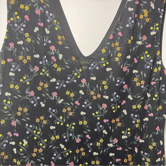 Anthropologie AFRM Black Floral Sleeveless V-Neck Midi Dress Women’s size XL - Picture 3 of 5